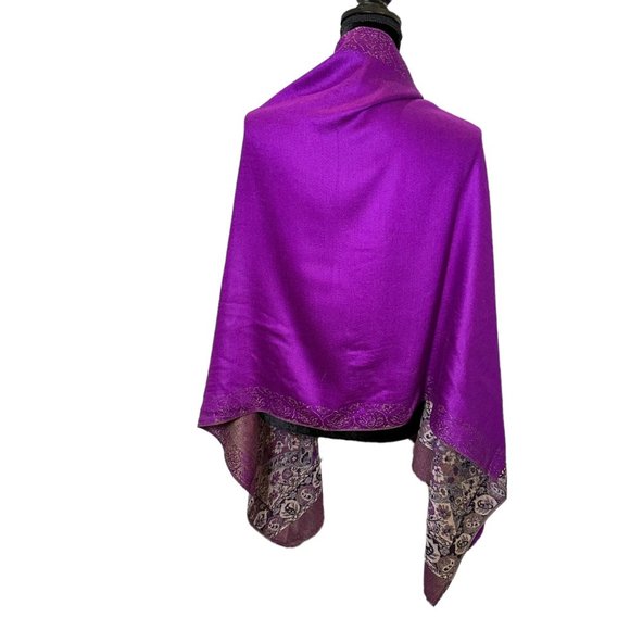 Unbranded Scarf Womens Long Rectangle Purple Floral Classic Boho Woven Fringe - Picture 4 of 12